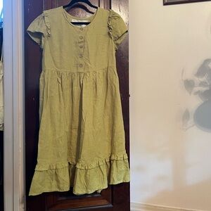 Not Perfect Linen modified Marquette dress in lime, size M